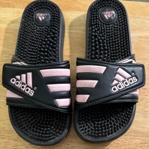 Adidas Black and Pink Comfort Slides
